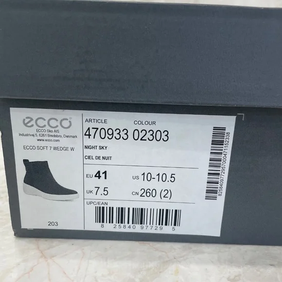 ECCO {41} Ankle Boots Navy Blue White Wedge "Night Sky" - Picture 8 of 9